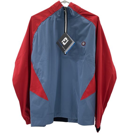 FootJoy Hydroknit Pullover Rain Jacket Mens Medium Gray Red CCR Colorado Logo - Picture 1 of 10